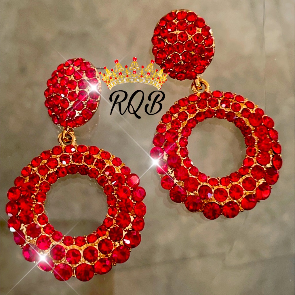 Red Crystal Hoop Earrings